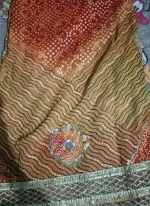 Designer Saree with Sequins and Mirror Work