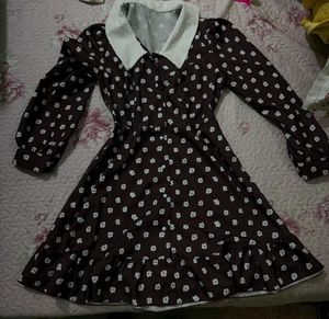 Chic Brown Floral Button-Up Dress