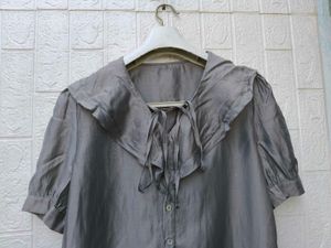 New with tag Korean Chic Grey Button-Up Blouse