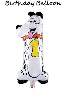 Cute Polka Dot Dog "1" Number Birthday Balloon