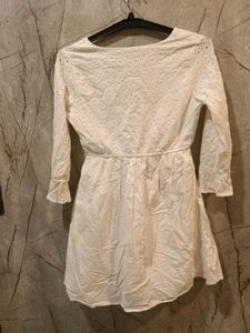 White Embroidered Peasant dress (size-S)