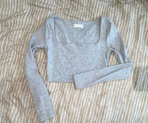 Kookai Grey Long Sleeve Crop Top