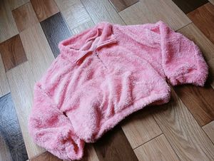 Pink Fuzzy Cropped Pullover