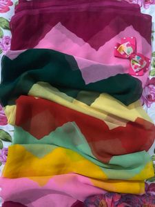 Colorful Chevron Pattern Saree