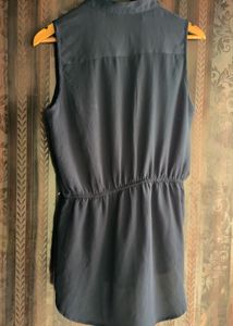 Stylish Navy Blue Sleeveless Tunic Top