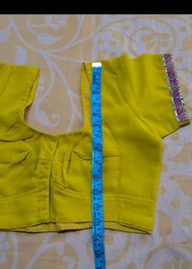 Designer Yellow Blouse with Embellished Sleeves