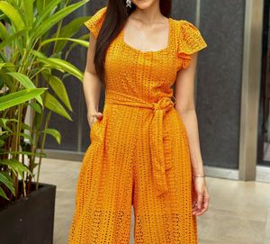 Broderie Puff Sleeve Jumpsuit