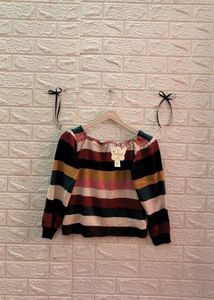 Cozy Striped Off-Shoulder Sweater