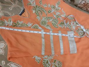 Embroidered Orange Aline gownwith free set
