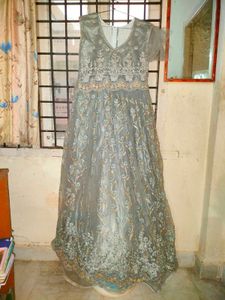 Elegant Grey Embroidered Gown (never used)