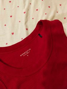 Red Ribbed Sleeveless Tank Top