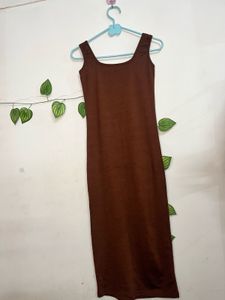 Brown Sleeveless Midi Dress