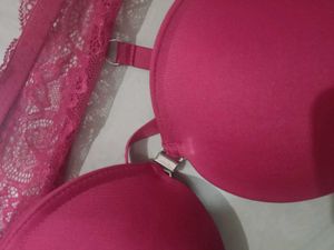 Lace Trimmed Padded Bra &amp; Panty Set