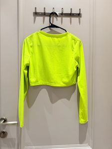 Neon Yellow Cropped Long Sleeve Top