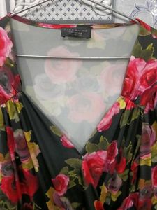 Elegant Floral Print Wrap Blouse
