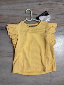 Cute Yellow Ruffled Sleeve Top