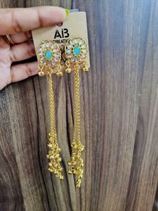 Exquisite Drop Earrings with Turquoise Stones