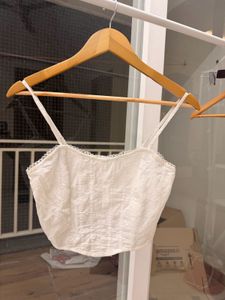 White Eyelet Lace Crop Top