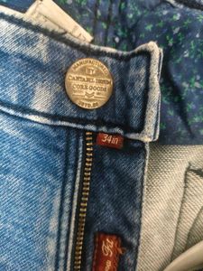 Blue Washed Denim Jeans Cantabil 34 waist