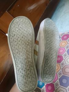 White &amp; Gold Sneakers