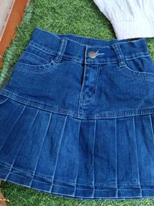 Stylish Crop Top and Denim Skirt Set