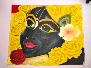 Krishna with Roses Painting