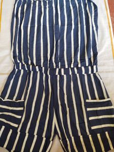 Striped Navy &amp; White Romper