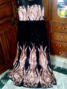 Elegant Black &amp; Gold Cocktail Gown