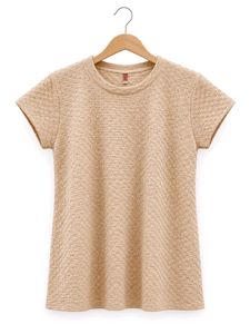 Textured Beige Short Sleeve Top