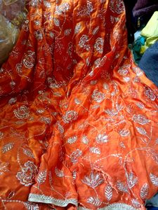 Designer Orange gold lehnga choli
