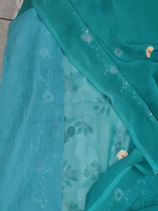 Embroidered Teal Green Scarf