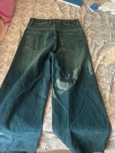 Wide Leg Blue Denim Jeans