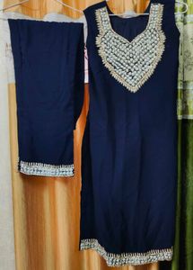 Elegant Navy Blue Embroidered Kurta Set