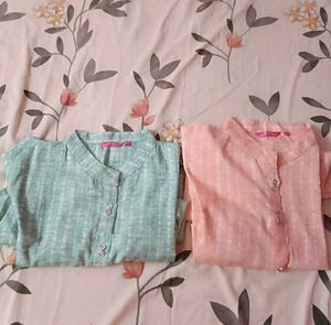 Free Delivery,Pretty Pastel Kurtas - Set of Two