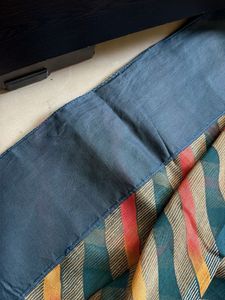 Beautiful Teal Saree with Striped Border