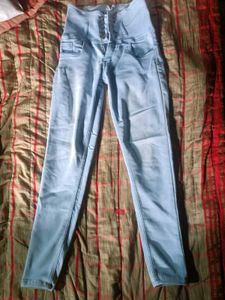 High Waisted Light Wash Denim Jeans
