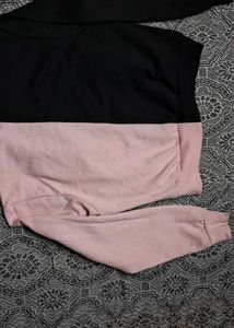 Colorblock Zip Up Hoodie - Black &amp; Pink