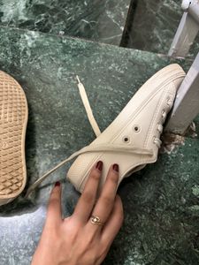 Classic Beige Lace-Up Sneakers