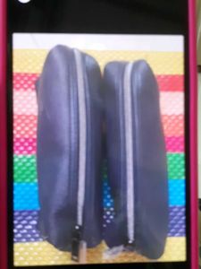 PORSCHE Set of 2 Blue Leather Pouches