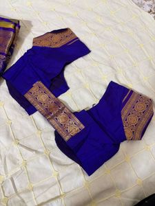 Vibrant Green &amp; Purple Silk Saree