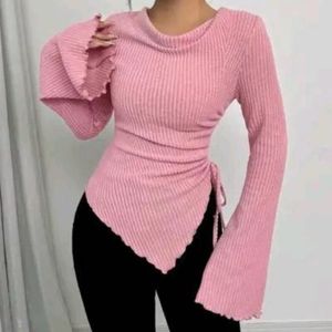 Y2K Pink Baddie Bell Sleeve Top