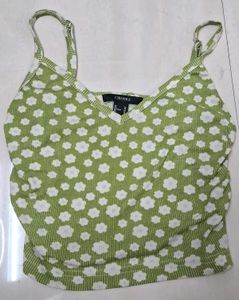 Floral Green Crop Top