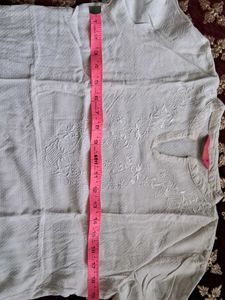 White Embroidered Short Kurti