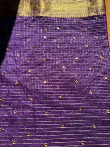 Purple Organza Saree With Kanchi Weaved Borders