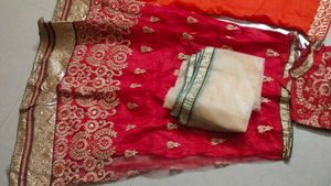 Orange &amp; Red Lehenga Choli Set