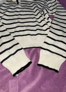 Striped Polo Neck Sweater