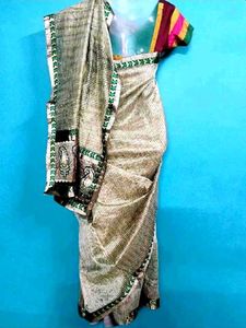 cream silk saree