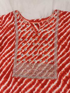 Rayon Leheriya Kurti with Sequins work