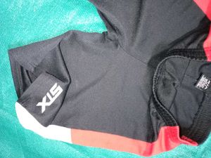 Black Athletic Shorts with Red &amp; White Stripes