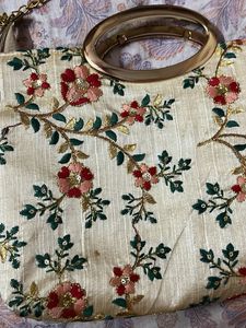 Embroidered Clutch with Chain